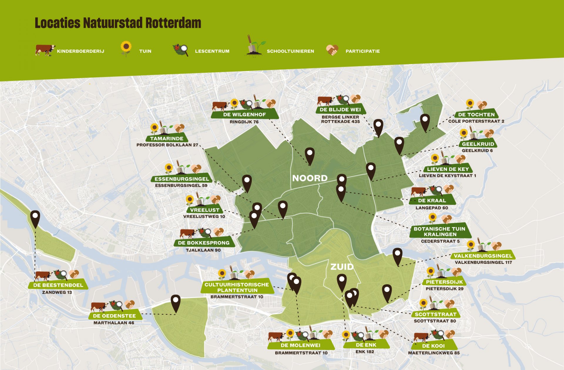 Overzichtskaart Locaties Natuurstad Rotterdam